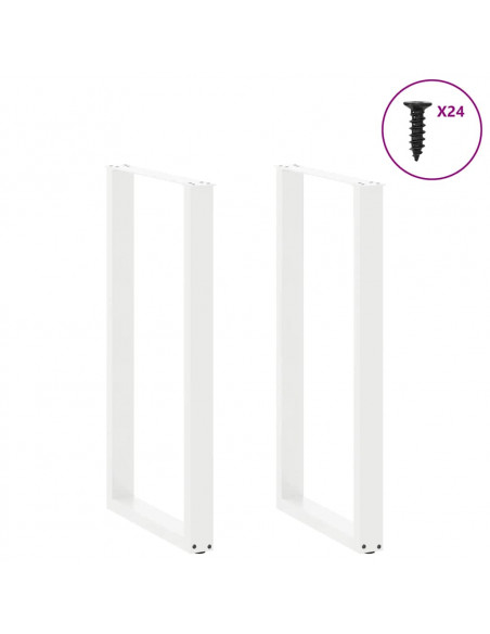 Gambe per tavolo da bar a forma di U 2 pz bianche 60x(110-111) cm in acciaio