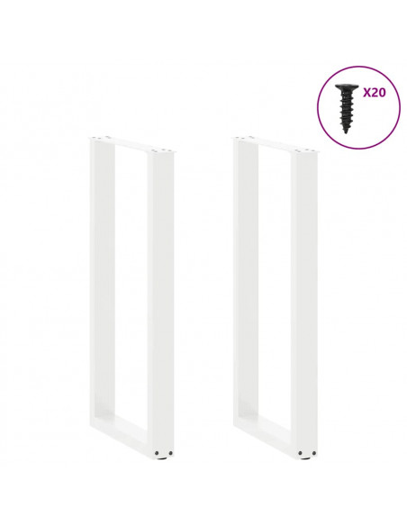 Gambe per tavolo da bar a forma di U 2 pz bianche 40x(100-101) cm in acciaio