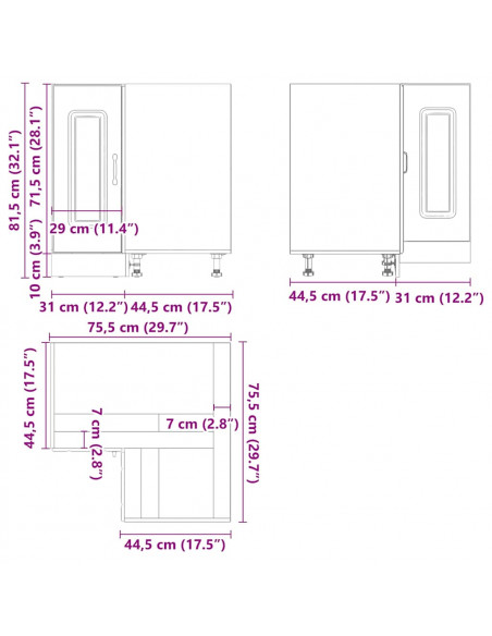 Mobile Base ad Angolo Cucina Kalmar Rovere Marrone Truciolato