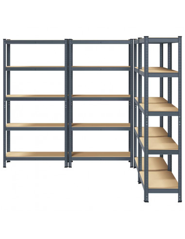 Mensole Portaoggetti 5 Strati 4pz Antracite in Acciaio e Legno