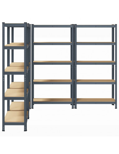 Mensole Portaoggetti 5 Strati 4pz Antracite in Acciaio e Legno