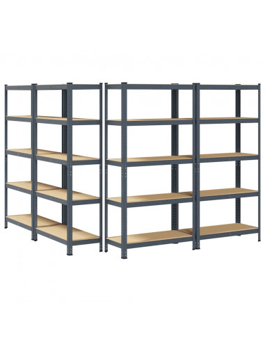 Mensole Portaoggetti 5 Strati 4pz Antracite in Acciaio e Legno