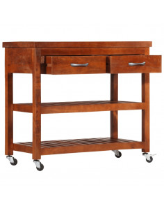 Carrello da Cucina 100x48x89 cm in Legno Massello di Acacia 2