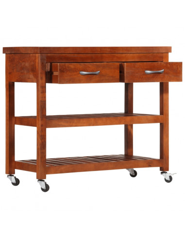 Carrello da Cucina 100x48x89 cm in Legno Massello di Acacia