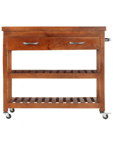 Carrello da Cucina 100x48x89 cm in Legno Massello di Acacia