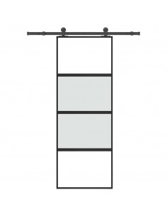 Porta Scorrevole Ferramenta 76x205 cm Vetro Temperato Alluminio