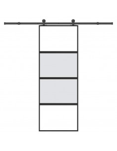 Porta Scorrevole Ferramenta 76x205 cm Vetro Temperato Alluminio