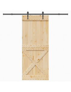 Porta Scorrevole con Set Hardware 95x210 cm Legno Massello Pino