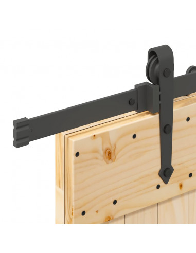 Porta Scorrevole con Set Hardware 95x210 cm Legno Massello Pino