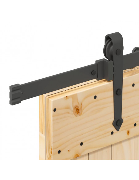 Porta Scorrevole con Set Hardware 95x210 cm Legno Massello Pino