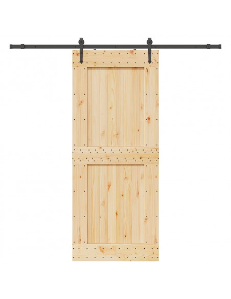 Porta Scorrevole con Set Hardware 95x210 cm Legno Massello Pino