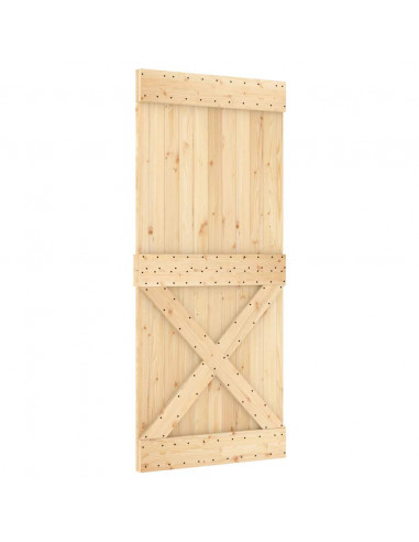 Porta Scorrevole con Set Hardware 90x210 cm Legno Massello Pino