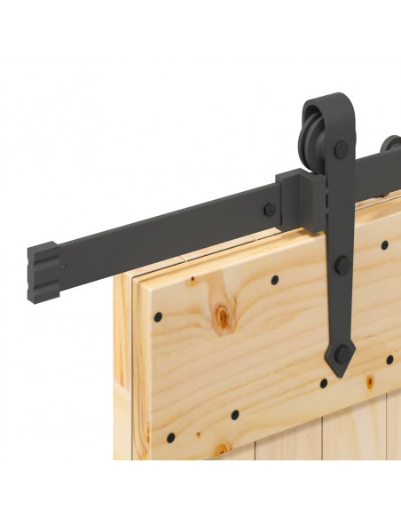 Porta Scorrevole con Set Hardware 90x210 cm Legno Massello Pino