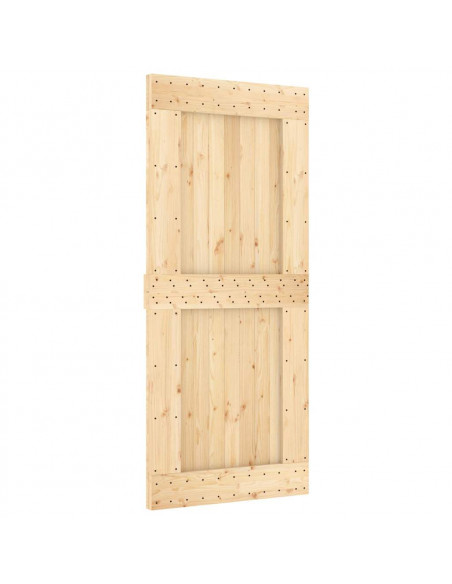 Porta Scorrevole con Set Hardware 90x210 cm Legno Massello Pino