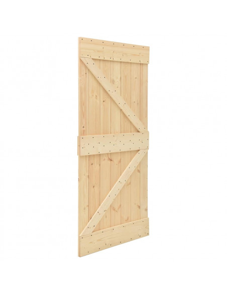 Porta Scorrevole con Set Hardware 80x210 cm Legno Massello Pino