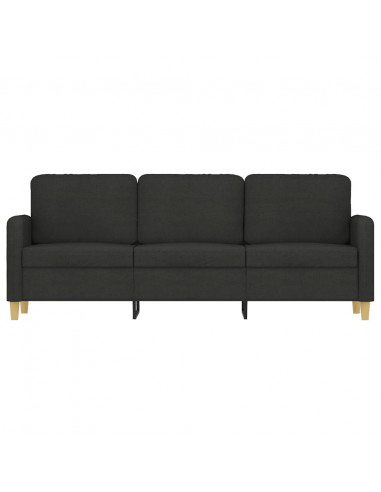 Divano a 3 Posti Nero 180 cm in Tessuto