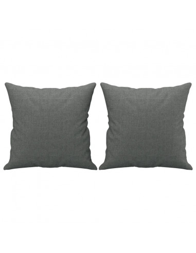 Set di Divani 2 pz con Cuscini Grigio Scuro in Tessuto