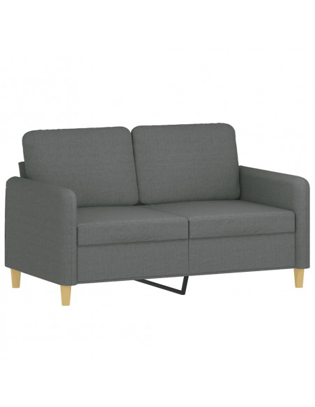 Set di Divani 2 pz con Cuscini Grigio Scuro in Tessuto