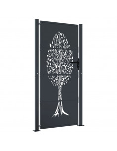 Cancello Giardino Antracite 105x180 cm in Acciaio Design Albero