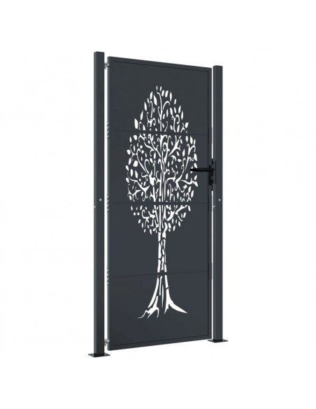 Cancello Giardino Antracite 105x180 cm in Acciaio Design Albero