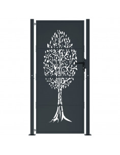 Cancello Giardino Antracite 105x180 cm in Acciaio Design Albero 2