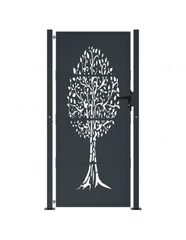 Cancello Giardino Antracite 105x180 cm in Acciaio Design Albero