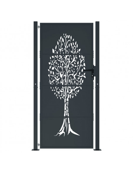 Cancello Giardino Antracite 105x180 cm in Acciaio Design Albero