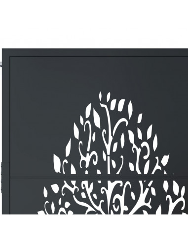 Cancello Giardino Antracite 105x180 cm in Acciaio Design Albero