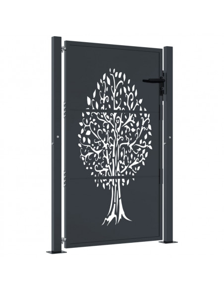 Cancello Giardino Antracite 105x155 cm in Acciaio Design Albero