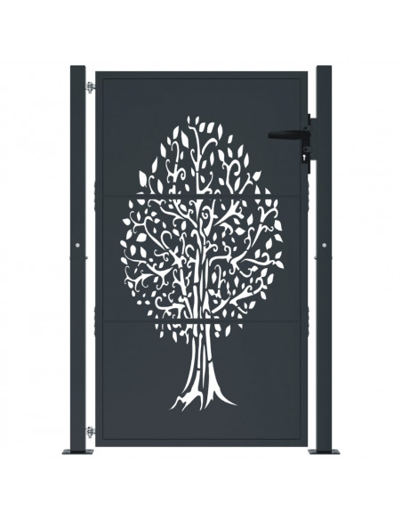 Cancello Giardino Antracite 105x155 cm in Acciaio Design Albero