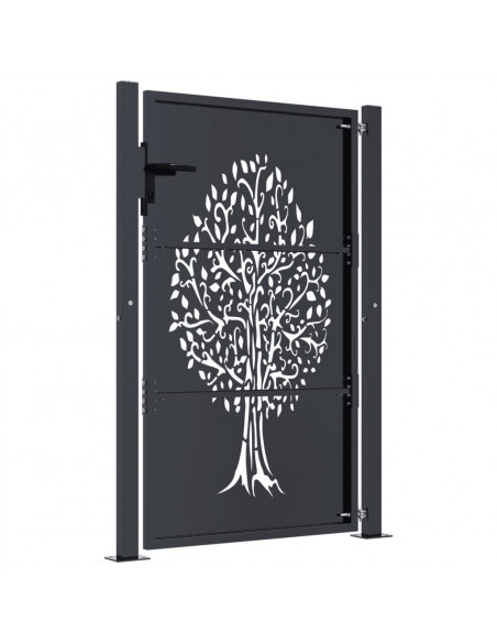 Cancello da giardino antracite 100x150 cm in acciaio con design ad albero
