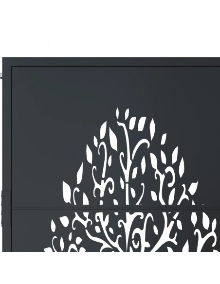 Cancello da giardino antracite 100x150 cm in acciaio con design ad albero
