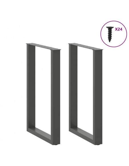 Gambe per tavolo da bar a forma di U 2 pz Antracite 60x(90-91) cm Acciaio