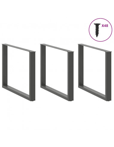 Gambe Tavolino Caffè a U 2pz Antracite 100x(72-73)cm in Acciaio