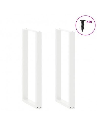 Gambe per tavolo da bar a forma di U 2 pz bianche 40x(110-111) cm in acciaio