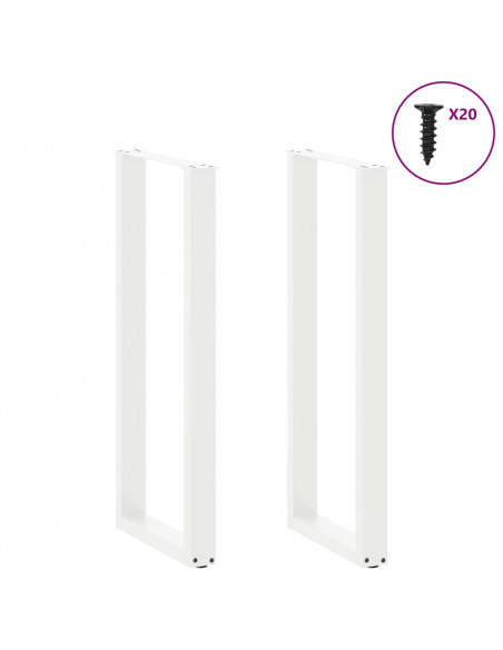 Gambe per tavolo da bar a forma di U 2 pz bianche 40x(110-111) cm in acciaio