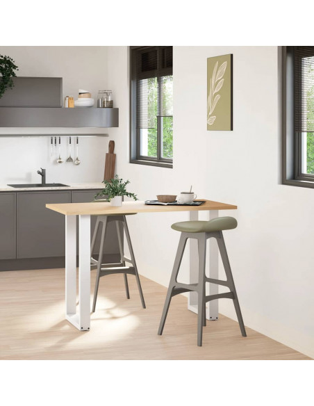 Gambe per tavolo da bar a forma di U 2 pz bianche 40x(90-91) cm in acciaio