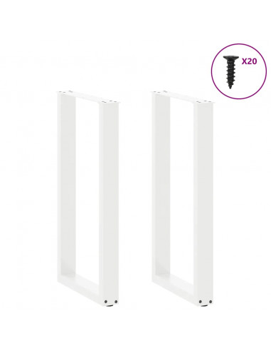 Gambe per tavolo da bar a forma di U 2 pz bianche 40x(90-91) cm in acciaio
