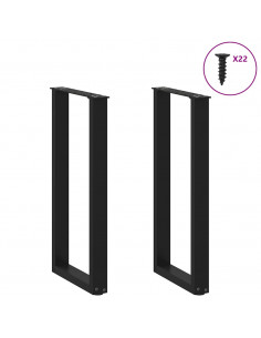 Gambe per Tavolo Consolle a Forma di U 2 pz Nere 38x(72-73) cm Acciaio 2