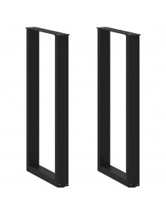 Gambe Tavolino da Caffè a U 2 pz Nero 50x(100-101)cm in Acciaio