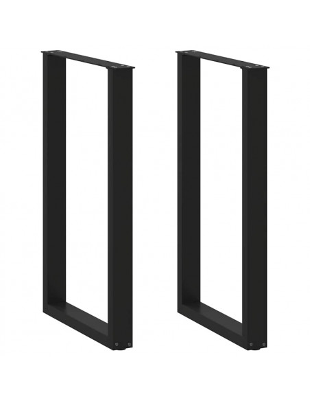 Gambe Tavolino da Caffè a U 2 pz Nero 60x(100-101)cm in Acciaio