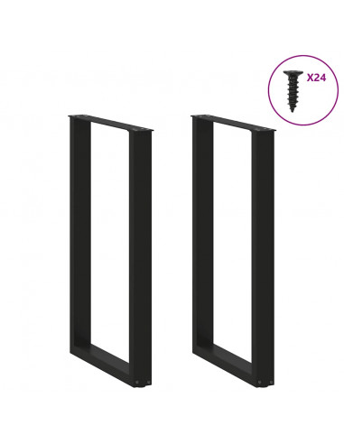 Gambe per tavolo da bar a forma di U 2 pz nere 60x(100-101) cm in acciaio