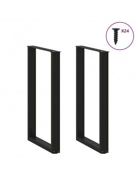Gambe Tavolino da Caffè a U 2 pz Nero 60x(100-101)cm in Acciaio