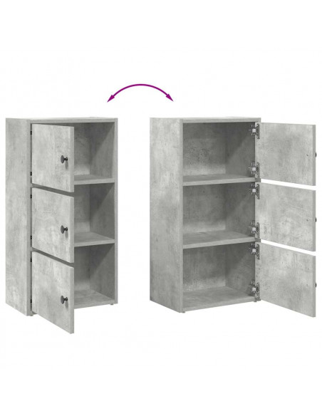 Libreria Grigio Cemento 40x24x77 cm in Legno Multistrato