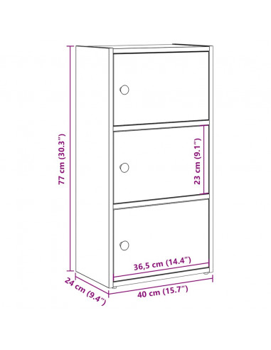 Libreria Rovere Fumo 40x24x77 cm in Legno Multistrato