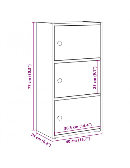Libreria Rovere Nero 40x24x77 cm in Legno Multistrato