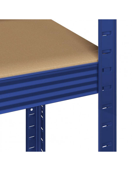 Mensole Portaoggetti 5 Strati 2pz Blu Acciaio Legno Multistrato