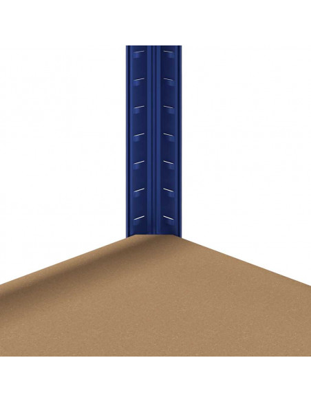 Mensole Portaoggetti 5 Strati 2pz Blu Acciaio Legno Multistrato