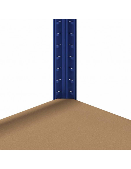 Mensole Portaoggetti 5 Strati 2pz Blu Acciaio Legno Multistrato