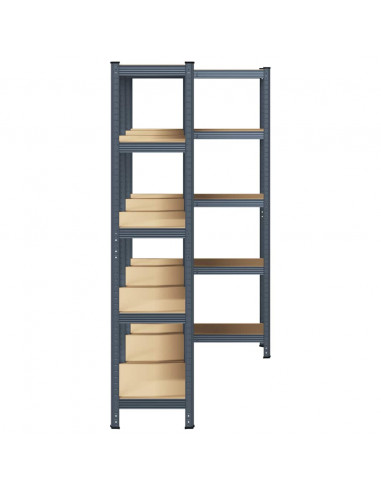 Mensole Portaoggetti 5 Strati 3pz Antracite in Acciaio e Legno